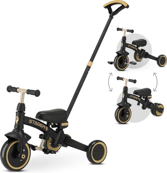 Qplay Stager 3-in-1 Tricycle - Foldable - Black/Gold