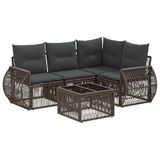 vidaXL Tuinbank Set 5 st Grijs en Donkergrijs poly rattan