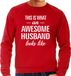 Bellatio Decorations Shoppartners Bv Awesome husband - geweldige man / echtgenoot cadeau sweater rood heren - Vaderdag kado trui XL