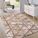 Jimri Laagpolig omkeerbaar tapijt - plat geweven tapijt voor slaapkamer en woonkamer, ingang, hal - machinaal gemaakt, zachte polyester en katoenen loper - ruit-beige, maat: 115x170 cm