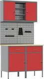 vidaXL Werkkast - Set - met - lade - met - plank - met - opslag - met - slot - 6 - st - Rood