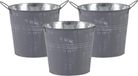Mega Collections Emmer/plantenpot/bloempot - 3x - zink - zilvergrijs - D16 x H14 cm