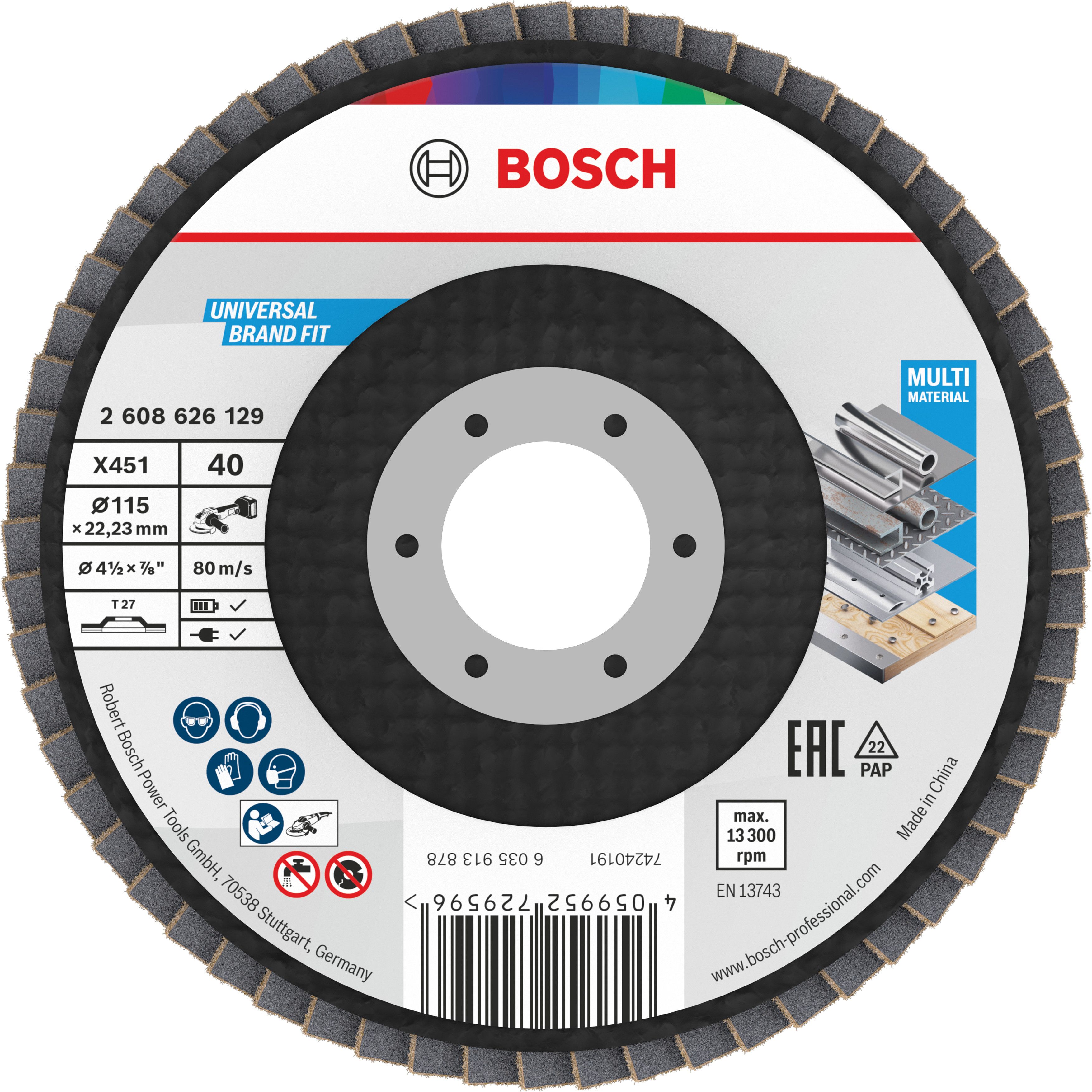 Bosch Accessoires X451 Lamellenschuurschijf | 115 x 22,23 mm | G40 | T27 - 2608626129
