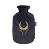 Fashy Warmwaterkruik met pluizige overtrek en glitter halve maan donkergrijs 2 L