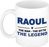 Bellatio Decorations Raoul cadeau mok - man myth legend - naam koffiemok / beker - wit en blauw - 300 ml - verjaardag