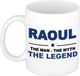 Bellatio Decorations Raoul cadeau mok - man myth legend - naam koffiemok / beker - wit en blauw - 300 ml - verjaardag