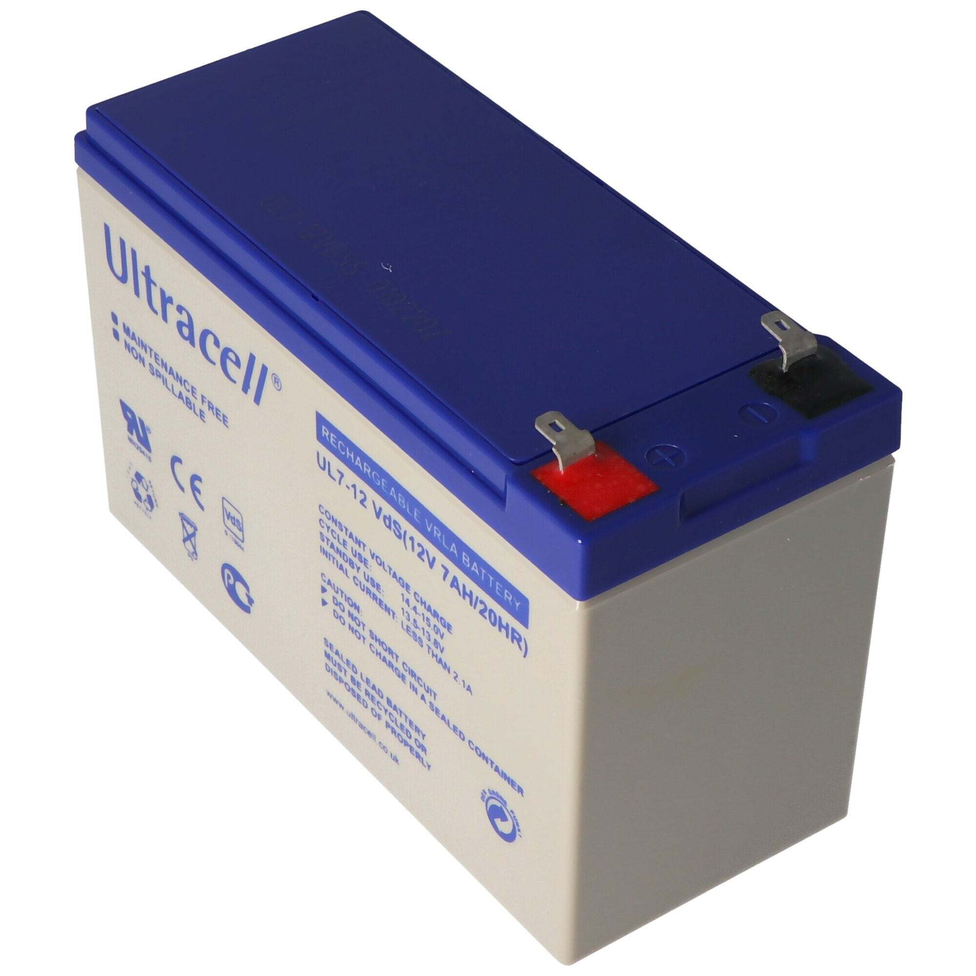 Ultracell Ultracell UL7-12 loodbatterij 12 volt 7,0 Ah met Faston-contact 187, 4,8 mm