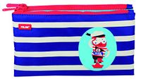 Milaan Milan Anchor Club Etui, 20 cm, Blanco/Azul Rallas, mapje