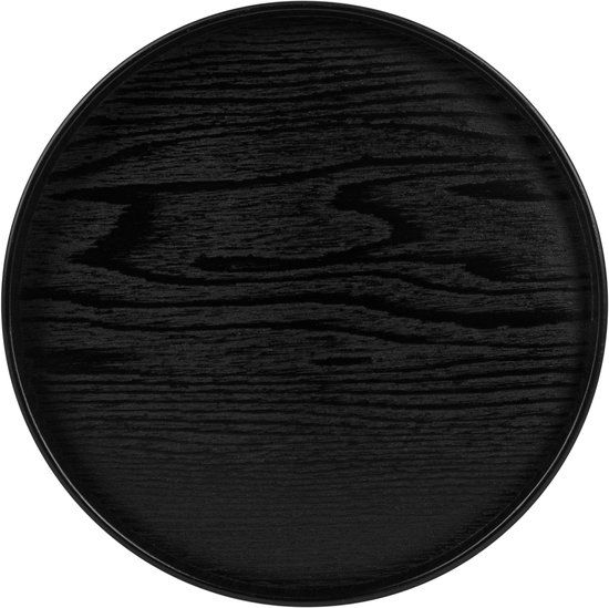 QUVIO Houten dienblad rond - Diameter 24 cm - Zwart