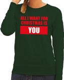 Bellatio Decorations Foute kersttrui / sweater All I Want For Christmas Is You groen voor dames - Kersttruien M