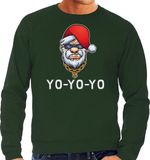 Bellatio Decorations Grote maten Gangster / rapper Santa foute Kerst sweater / Kerst trui groen voor heren - Kerstkleding / Christmas outfit XXXL