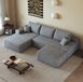 OKWISH Canapé d'angle 270 cm - Canapé modulaire 4 places avec méridienne en L et assise profonde - Sans montage - Tissu - Gris