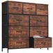 Sweetcrispy Commode voor slaapkamer, brede ladekast, 9 stoffen laden met handgrepen