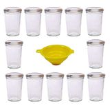 Viva Haushaltswaren - 12 x kleine bekerpotje/jampot 150 ml met zilverkleurig deksel