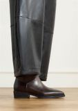 Manfield - Dames - Bruine leren enkellaarsjes - Maat 39