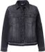 Ulla Popken - Dames - Denim jas franjes overhemdkraag lange mouwen - Zwart - Maat 50+
