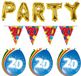 Folat Verjaardag feestversiering 20 jaar PARTY letters en 16x ballonnen met 2x plastic vlaggetjes