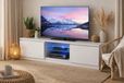 Meuble TV 140 cm blanc LED 18 mm fermeture silencieuse