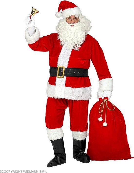 Widmann Kerstman kostuum set - vest, broek, riem, muts, baard, bootcovers, zak