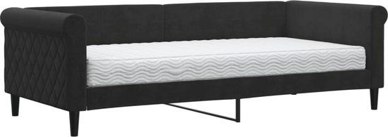 vidaXL Slaapbank met matras fluweel zwart 90x200 cm