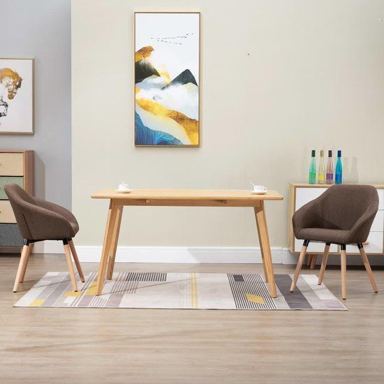 vidaXL Eetkamerstoelen 2 stuks stof bruin