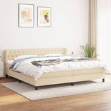 vidaXL Boxspringbed met matras, stof, crèmekleurig, 200x200 cm
