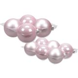 Merkloos / Sans marque 20x stuks roze glazen kerstballen 8 en 10 cm mat/glans - Kerstversiering/kerstboomversiering