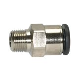 Riegler Rechte steekschroefverbinding »click-clock«, R 1/8 a., voor buitenslang Ø 4 mm, werkdruk max. 16 bar, messing vernikkeld