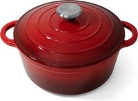 Joeji's Kitchen Cocotte en fonte rouge avec couvercle - 22 cm - 2,7 L