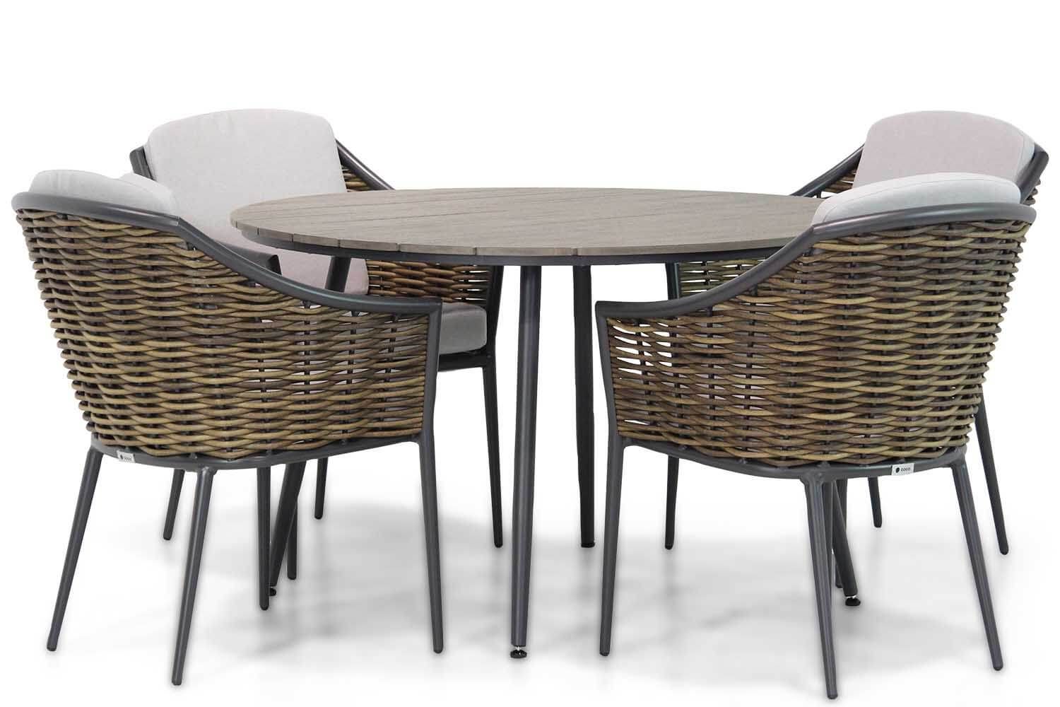 Coco Olivine/Matale 125 cm Rond Dining Tuinset 5-Delig - 7434249492440