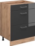 Vicco R-Line Keukenonderkast – 60 cm met laden, zonder werkblad Antraciet Hoogglans