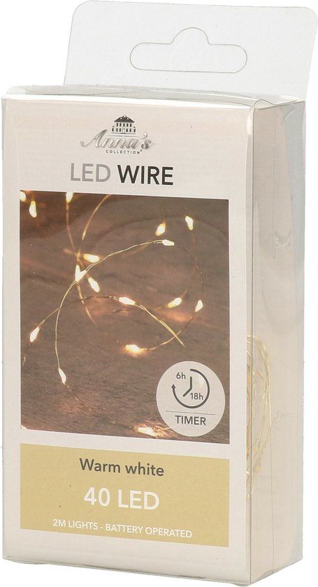 Anna's Collection Draadverlichting - 40 LED lampjes - Warm wit - 200 cm - Goud