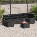 vidaXL Tuinbank Set Zwart Poly Rattan