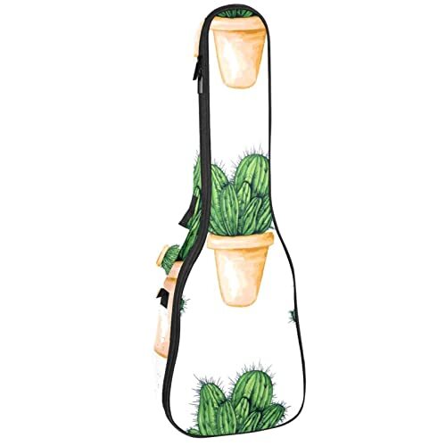 UEKWLOSDN Concert Ukelele Case Cactus Print Patroon Ukelele Tas voor Meisjes Sopraan Ukelele Rugzak met verstelbare bandjes & fixeerbaar klittenband 26 Inch