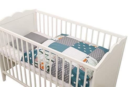 Ullenboom Babybeddenset voor bosdieren Petrol 80 x 80 cm + 35 x 40 cm + 35 x 40 cm