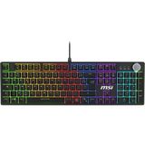 MSI Forge GK320 FR mechanisch gamingtoetsenbord – AZERTY, verwisselbare rode schakelaars (lineair), magnetisch deksel, ergonomische toetsen, RGB-led, USB 2.0 – volledige grootte