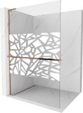 Mexen Kioto+ L paroi de douche met plank Walk-in 90 x 200 cm, blanc à motifs, or rose