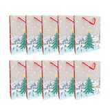 Idena 30489-10 - Winter cadeauzakjes, 10 stuks, 25 x 34,5 cm cadeauzakjes, papieren winterzakjes in rood en wit met sneeuw en kerstboom