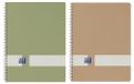 Oxford Nature, Set van 2 A5+ geruite schriften 5x5, hardcover van gerecycled karton, 80 microgeperforeerde vellen, neutrale kleuren