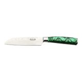 Rockingham Forge Sunrise Collection 5" Santoku mes, roestvrij staal met hars handvat, smaragdgroen