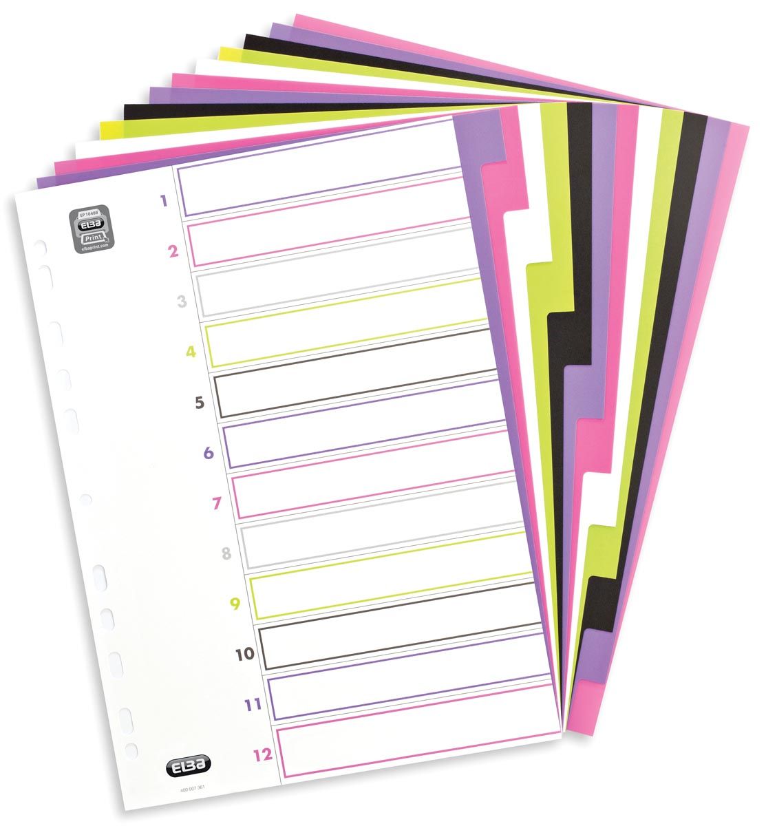 ELBA Tabbladen MyColour 12 tabs geassorteerde kleuren