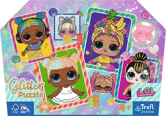LOL Surprise Glitter Puzzel 70 Stukjes - 4+ Jaar