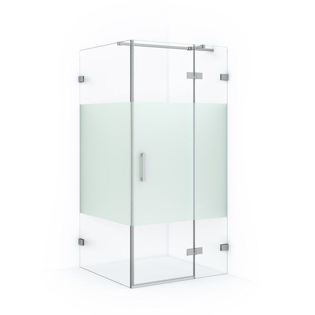 Maxaro Douchecabine Diamond 100x90cm 8mm Helder Veiligheidsglas met Matte Strook Chroom