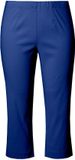 Ulla Popken Dames Bengalin broek kuitlang elastische tailleband stretch Kobaltblauw Maat 52