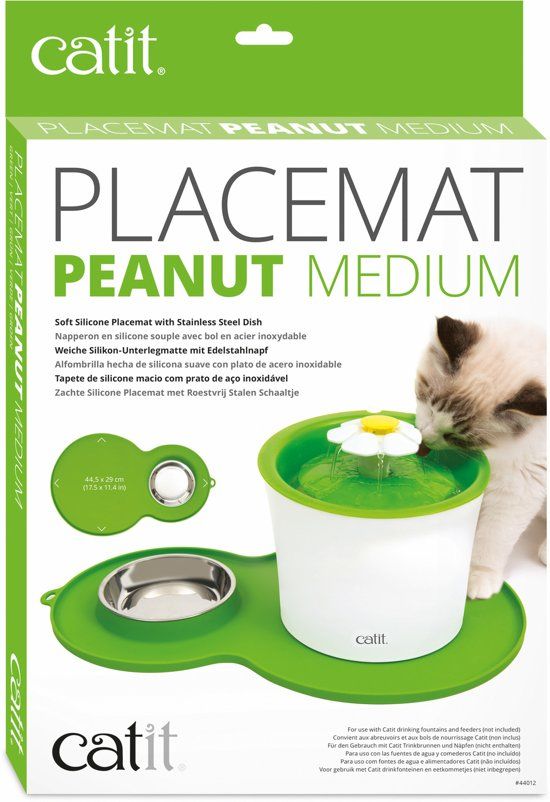 Catit Placemat Peanut Inclusief Rvs Bakje 35 x 23 x 3 cm - Voerbak - Groen