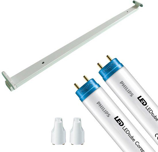 BES LED LED TL Armatuur met T8 Buis - Aigi Dybolo - 120cm Dubbel - Philips CorePro LEDtube EM 840 - 29W - Natuurlijk Wit 4000K | Vervangt 72W - Wit