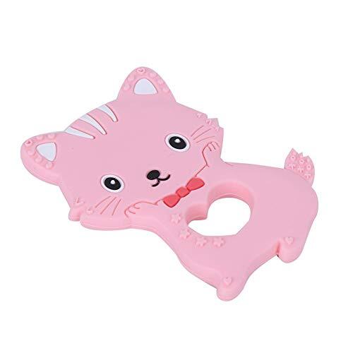 needlid Bijtring, food-grade siliconen dier kat vorm baby bijtring, zacht voor kinderen baby(Pink)