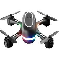 SZSMART H28 Minidrone met gekleurd LED-licht en dubbele 720P-camera (3 batterijen - batterijduur: 8 min - Zwart)