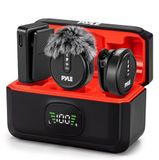 Pyle Lavalier-microfoon, draadloos, met ruisonderdrukking, magnetische clip, 7H-accu, oplaadhoes, 360° omnidirectionele audio, DSLR, iOS en Android, voor vlogs en podcasts