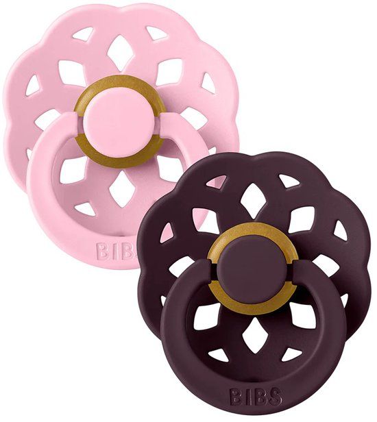 BiBs Boheme Fopspeen - Rond - 2 Stuks - 6-18 Mnd - Baby Pink / Plum